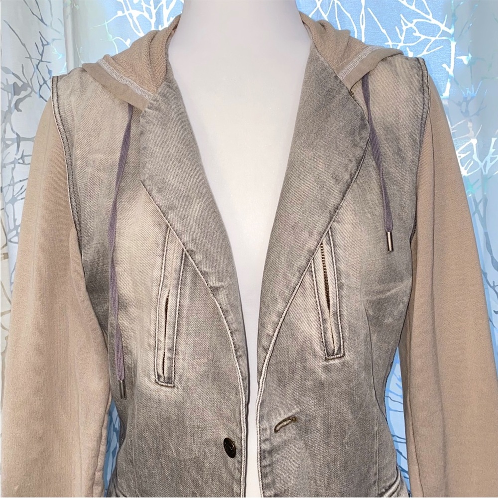 ALEXANDER MCQUEEN DISTRESSED GRAY TAN KNIT LONG SLEEVE HOODIE BLAZER JACKET - Picture 4 of 13